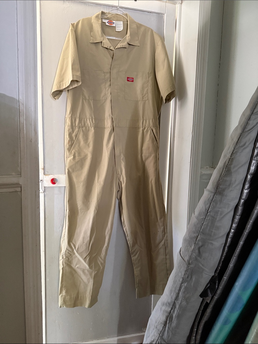 Dickies Beige Short-Sleeve Work Jumpsuit coveralls